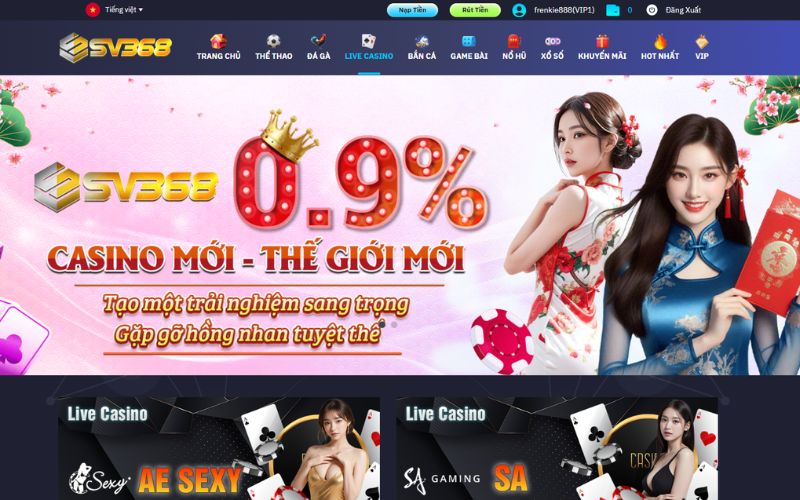 Casino SV368 – Trải nghiệm sòng bài trực tuyến cực đỉnh cùng dealer nóng bỏng
