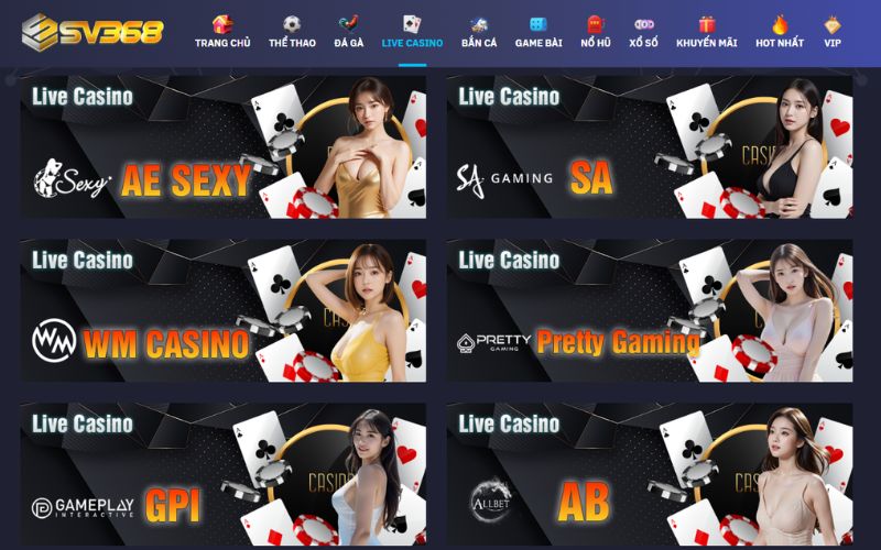 Giao diện Casino SV368 chuyên nghiệp, đẳng cấp