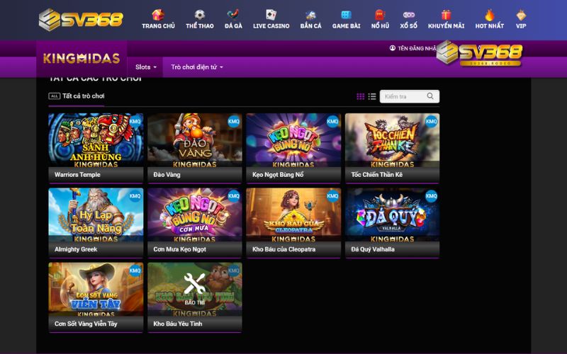 Danh Sách Game Bài SV368 Hấp Dẫn Nhất 2024