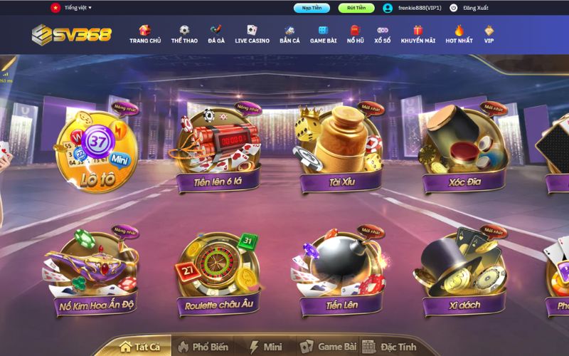 Hệ thống game bài đặc sắc tại SV368