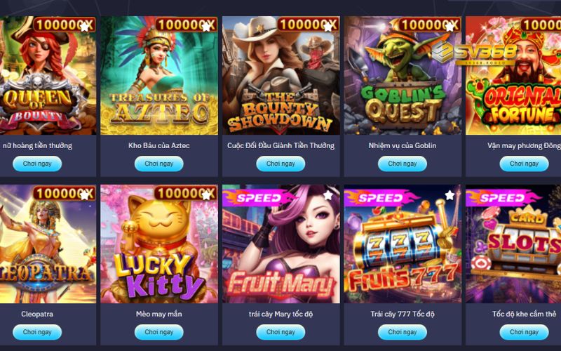 Sảnh game cực kỳ đa dạng của Nổ Hũ SV368