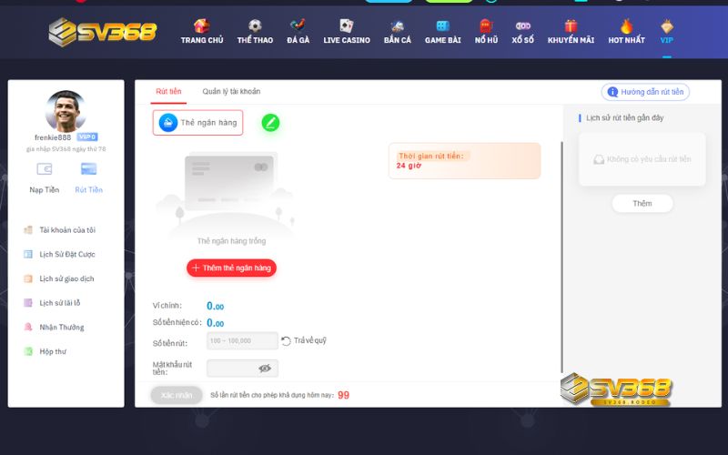 Hướng Dẫn Rút Tiền SV368 Nhanh Gọn Chỉ Trong 5 Giây