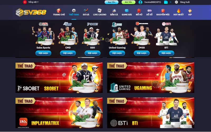 Thể Thao SV368 với vô vàn những sảnh cược chất lượng