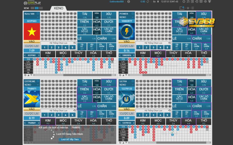 Sảnh GPI Keno SV368 dễ chơi dễ trúng thưởng